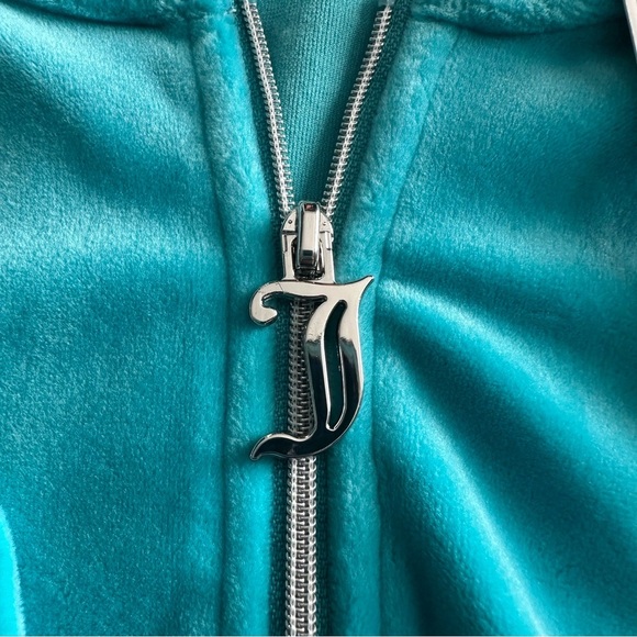 Juicy Couture Blue Velour Cropped Sweatshirt - Picture 3 of 5